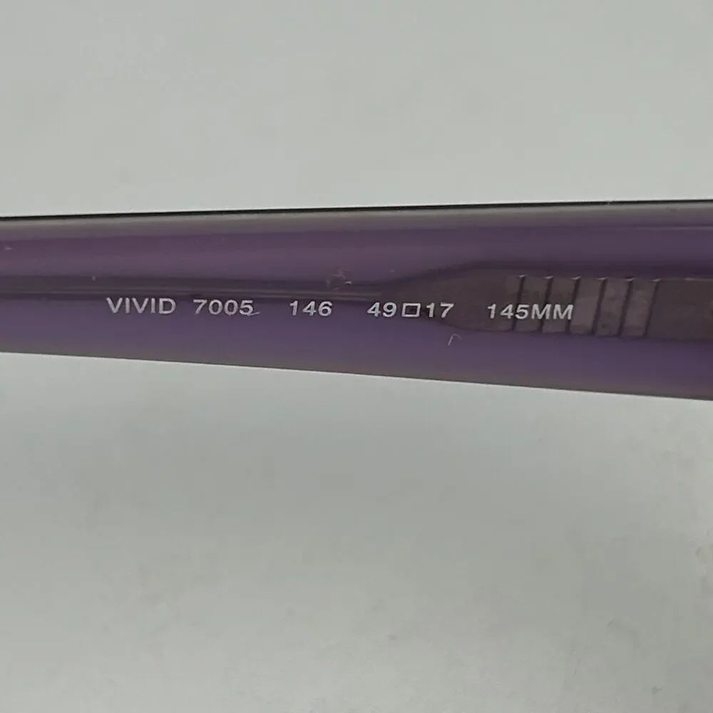 Vivid 7005 Eyeglasses Womens Burgundy Blue Plastic Round Full Rim 49 17 145‎